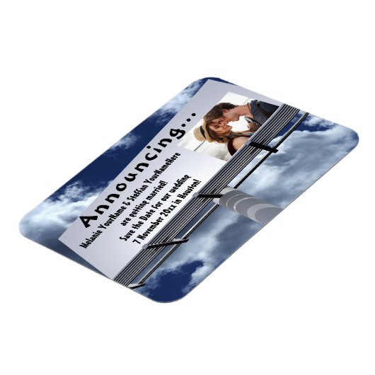 Ankündigung von Reklametafeln Save the Date Magnet (Linke Seite)