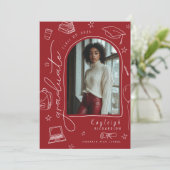 Ankündigung von Retro-Abschluss mit roter Hand (Stehend Vorderseite)