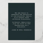 Ankündigung von Retro Blue Foil Abschluss Foto (Rückseite)