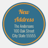 Ankündigung von Retro-Farben Blue Orange Beige Mov Runder Aufkleber (Vorderseite)