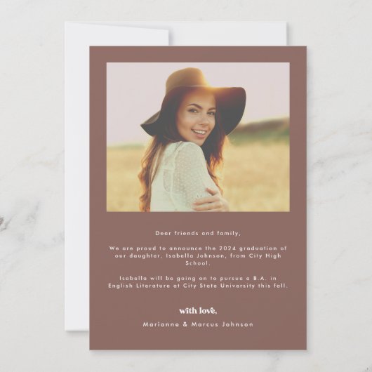 Ankündigung von Retro Foto Abschluss (Rückseite)