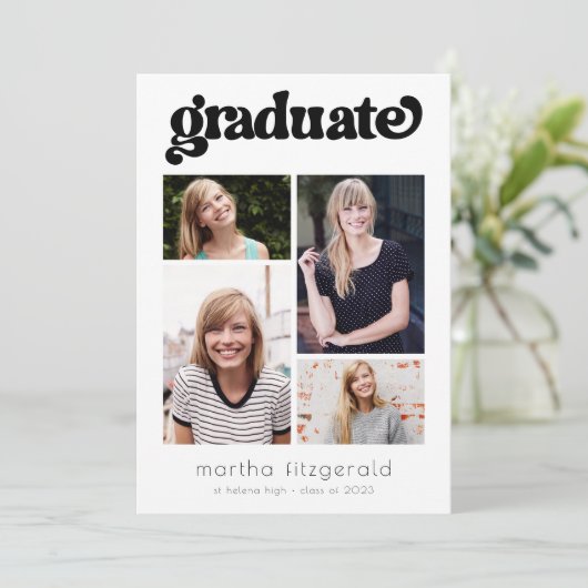 Ankündigung von Retro Foto Collage Abschluss (Stehend Vorderseite)