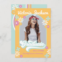 Ankündigung von Retro Hippie Graduate Foto