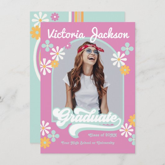 Ankündigung von Retro Hippie Graduate Foto (Vorne/Hinten)