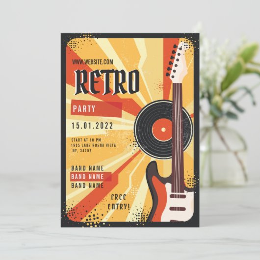 Ankündigung von Retro Music Party Flyer (Stehend Vorderseite)
