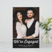 Ankündigung von Retro Typografy Black Verlobung (Stehend Vorderseite)