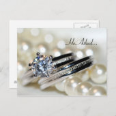 Ankündigung von Rings and Pearls Verlobung Postkar (Vorne/Hinten)