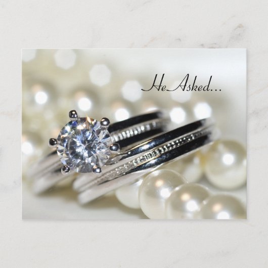 Ankündigung von Rings and Pearls Verlobung Postkar (Vorderseite)