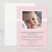 Ankündigung von Rosa Damaske Frame Foto Baby (Vorne/Hinten)