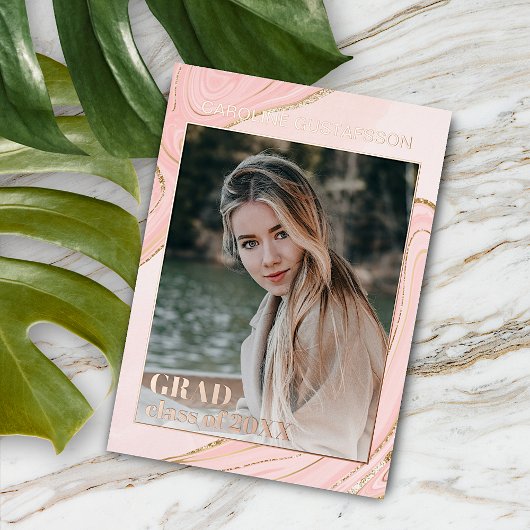 Ankündigung von Rosa Gold Glitzer Foil Abschluss