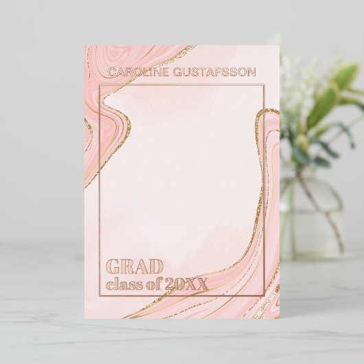 Ankündigung von Rosa Gold Glitzer Foil Abschluss (Stehend vorne)