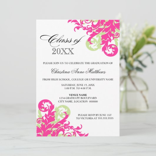 Ankündigung von Rosa-Grün-Swirl-Abschluss (Stehend Vorderseite)