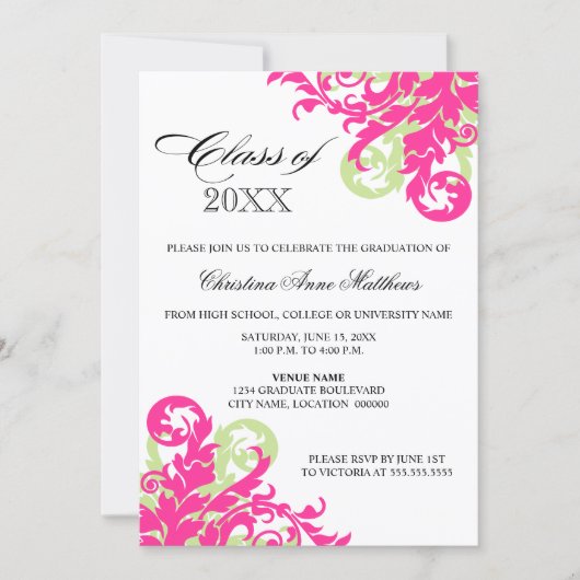 Ankündigung von Rosa-Grün-Swirl-Abschluss (Vorderseite)