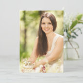 Ankündigung von Rosa und Gold Confetti Abschluss (Stehend Vorderseite)