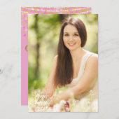 Ankündigung von Rosa und Gold Confetti Abschluss (Vorne/Hinten)