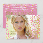 Ankündigung von Rosa und Gold Confetti Abschluss (Vorne/Hinten)