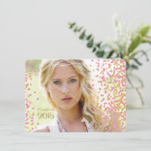 Ankündigung von Rosa und Gold Confetti Abschluss (Stehend Vorderseite)