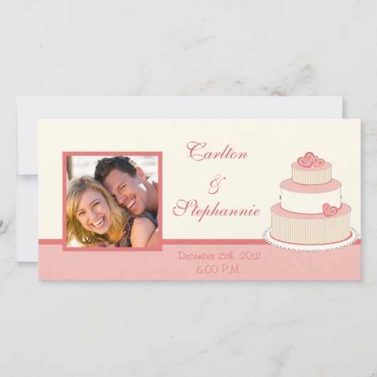 Ankündigung von Rose/Creme Wedding Cake Foto (Vorderseite)