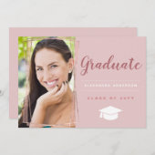 Ankündigung von Rose Gold Geometric Foto Abschluss (Vorne/Hinten)