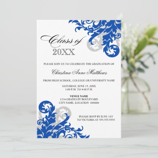 Ankündigung von Royal Blue Silver Swirl Abschluss (Stehend Vorderseite)