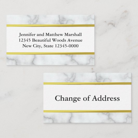 Ankündigung von Rücksendeadresse White and Gold Mo Begleitkarte (Vorne/Hinten)