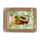 Ankündigung von Rustic Burlap Lights Lace Abschlus Magnet (Horizontal)