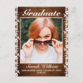 Ankündigung von Rustikal Wood & White Lace Abschlu Postkarte (Vorderseite)