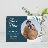 Ankündigung von Save the Date Blue Foto (Stehend Vorderseite)