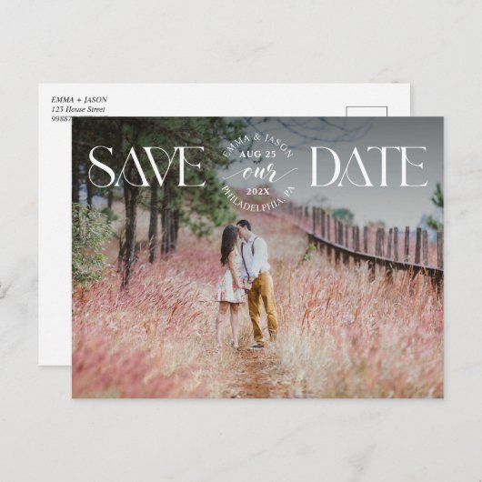 Ankündigung von Save the Date Foto Extravagantes O (Vorne/Hinten)