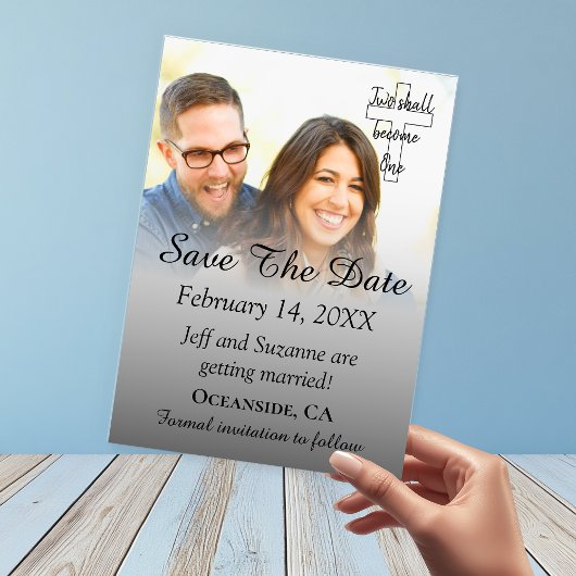 Ankündigung von Save the Date Foto Graufilter