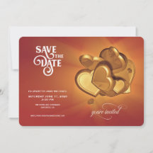 Ankündigung von Save the Date-Gold-Herzen (Version