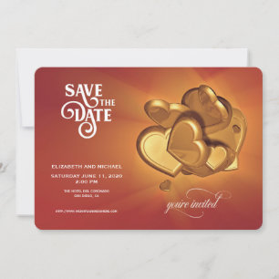 Ankündigung von Save the Date-Gold-Herzen (Version