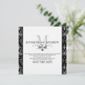 Ankündigung von Save the Date Monogram Chandelier (Stehend Vorderseite)