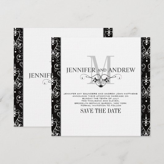 Ankündigung von Save the Date Monogram Chandelier (Vorne/Hinten)