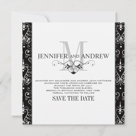 Ankündigung von Save the Date Monogram Chandelier (Vorderseite)