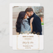 Ankündigung von Save the Date Scroll Foto (Vorne/Hinten)