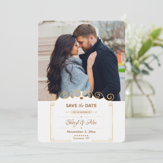 Ankündigung von Save the Date Scroll Foto (Stehend Vorderseite)