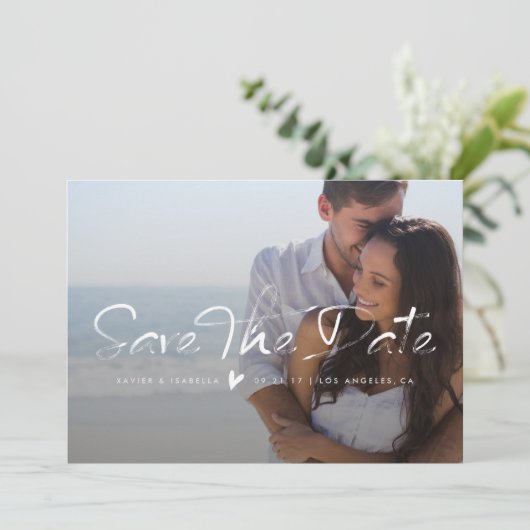 Ankündigung von Save the Date überlagertem Foto