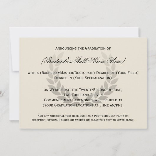 Ankündigung von Schulabschlüssen oder Hochschulabs (Rückseite)