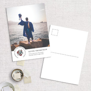 Ankündigung von Schullogos und Foto-Abschluss Postkarte