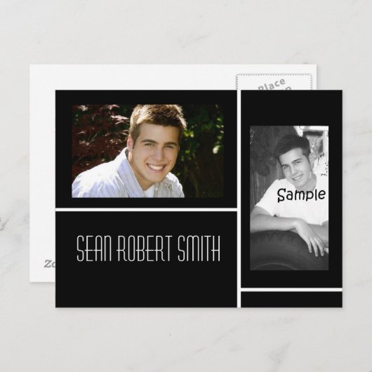 Ankündigung von Schwarz-Weiß-2-Foto-Abschlüssen (Vorne/Hinten)