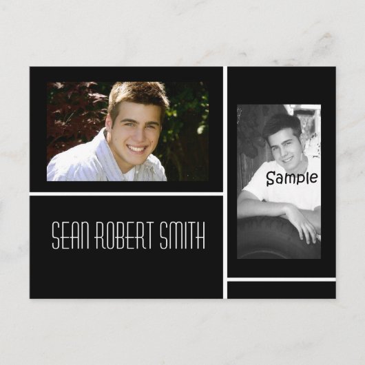 Ankündigung von Schwarz-Weiß-2-Foto-Abschlüssen (Vorderseite)