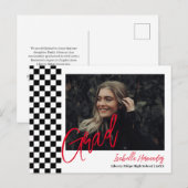 Ankündigung von Schwarzweiß-Abschluss Postkarte (Vorne/Hinten)