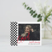 Ankündigung von Schwarzweiß-Abschluss Postkarte (Stehend Vorderseite)