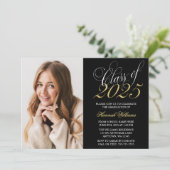 Ankündigung von Script Black Gold Foto Abschluss (Stehend Vorderseite)