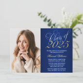 Ankündigung von Script Blue Gold Foto Abschluss (Stehend Vorderseite)