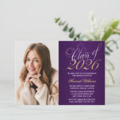 Ankündigung von Script Lila Gold Foto Abschluss (Stehend Vorderseite)