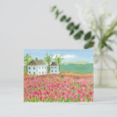 Ankündigung von "Shaker House Tulips Fields Moving Postkarte (Stehend Vorderseite)