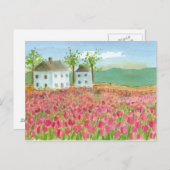 Ankündigung von "Shaker House Tulips Fields Moving Postkarte (Vorne/Hinten)