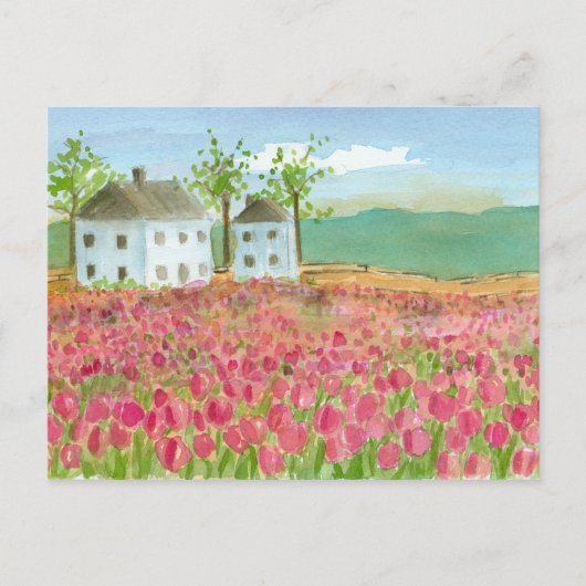 Ankündigung von "Shaker House Tulips Fields Moving Postkarte (Vorderseite)